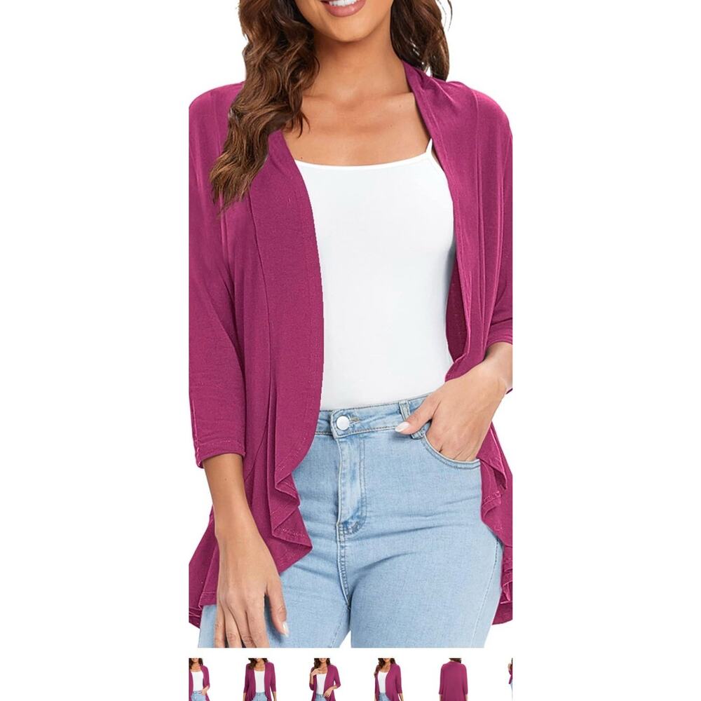 NWT Urban CoCo Women's Open Front Cardigan Long Sleeve Irregular Hem Pink XL - Picture 14 of 14